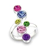 Women's Cluster Multicolor Swarovski Crystal Ring, Size: 5-10 Sterling Silver .925