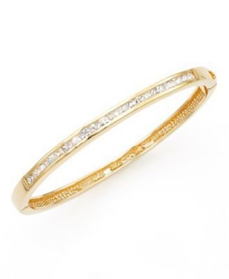 18k Gold Over Sterling Silver Cubic Zirconia Bangle