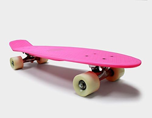 27" Plastic Cruiser Style Skateboard Complete (Pink/White, 27'')