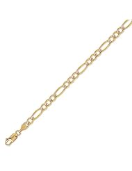 14k Italy Yellow White Gold 4.9mm Figaro Two-Tone Link Chain Bracelet 8" Inches
