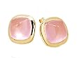 10k Yellow Gold Natural Cushion Rose Quartz Bezel Earrings Ct.tw 12.90