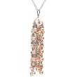 18k White Gold Enamel Pink Pearl & Pink Sapphire Tassel Necklace Pendant Ct.tw 0.65