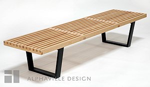 BN-WOOD-6-NAT 6ft Classic Wooden Bench, Birch Legs in Black Finish with Natural Top