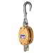 Campbell 3001J 6" Single Painters Staging Wood Shell Block with Long and Loose Hook, 1800 lbs Load Capacity, 3/4" Rope, 3-1/2" Sheave