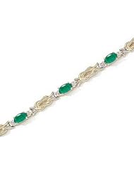 14kt Yellow Gold Oval Emerald and Diamond Bracelet