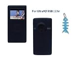 Silicone Skin Case (Black) + Light Blue Fishbone Style Keychain for Flip Ultra HD Video Camcorder 8GB, 2 hours (3rd Generation)