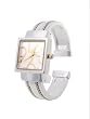 Geneva Platinum Polished Square Face Watch, Silver Gold