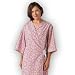 This criss-cross mammography gown with tieside closure, shown at left, opens in front for modesty during examinations. Concealed tie inside the gown keeps it securely fastened. Heavyweight Demure Cloth provides warmth and comfort. Available in our Spring Bouquet print. Size: 70 sweep 44 length 11.5 insleeve