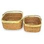 Cane and brass baskets, 'Nature's Dream' (pair)