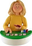 Blonde Female Poker Player Christmas Ornament