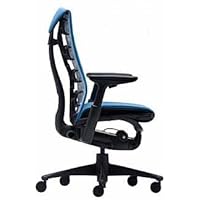 Embody Chair by Herman Miller - Home Office Desk Task Chair with Adjustable Arms - Graphite Frame Rhythm Blue Fabric