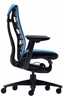 Embody Chair by Herman Miller - Home Office Desk Task Chair with Adjustable Arms - Graphite Frame Rhythm Blue Fabric