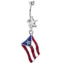 Puerto Rico Flag Dangle Belly Ring