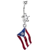 Puerto Rico Flag Dangle Belly Ring