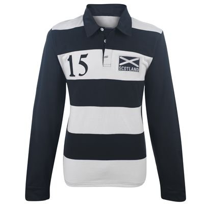WC Long Sleeve Striped Rugby Shirt Mens Scotland Large