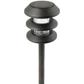 Moonrays 91680 Triad 3-Tier Solar Powered Metal Path Light, 4-Pack, Black