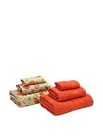 NATURAL Set Toalla 6 Uds. 400 G Garden 2 (Naranja / Beige)