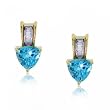 Trillion Blue Topaz & Diamond Stud Earrings in 14K Yellow Gold