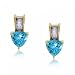 14KT Yellow Gold Blue Topaz Diamond Stud Earrings New