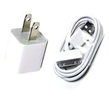 Bluecell White Wall Ac Charger 3FT USB Sync Data Cable for Iphone 4 4s 3g/s Ipod + Bluecell Cable Tie