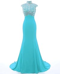 Crystal Sheer Beaded Corset   Waistline Satin High-Neck Cap Sleeves Mermaid Evening Dress/Bridesmaid Dress/Pageant Dress/Prom Dress/Party Dress/Wedding Dress 