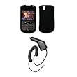 BlackBerry Bold 9650 - Premium Black Rubberized Snap-On Cover Hard Case Cell Phone Protector + Rapid Car Charger for BlackBerry Bold 9650