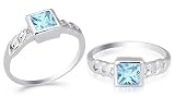 Princcess Cut Swiss Blue Topaz Ring Sterling Silver Size 8