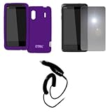 EMPIRE Purple Silicone Skin Case Cover + Mirror Screen Protector + Car Char ....