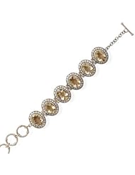 Sterling Silver 6.5 + 1.5 Inch Oval Citrine Bracelet