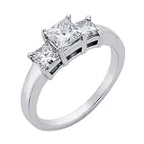 14k White 3 Stone 1.5 Ct Diamond Ring - Size 7.0