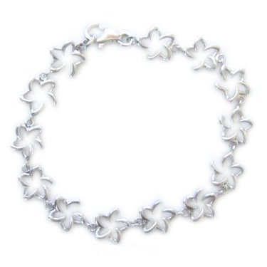 Hawaiian Sterling Silver Open Hawaii Plumeria Flower Bracelet