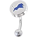 NFL Logo TOP Mount CURVED Belly Ring - Detroit Lions