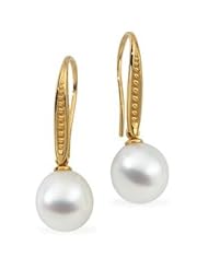 Jewelplus South Sea Cultured Pearl Earrings 18K Yellow Pair 11.00Mm Fine Drop