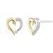 10K Two Tone Gold 0.08 ct. Diamond Heart Earrings