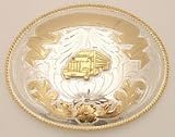 18 Wheeler Truck German SilverTrophy Belt Buckle   6-1/2 x 5
