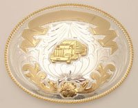 18 Wheeler Truck German SilverTrophy Belt Buckle   6-1/2" x 5"