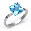 18k White Gold Clover Shaped Blue Topaz and Diamond Ring