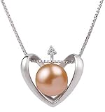 Heart Pink 9-10mm AA Freshwater Sterling Silver Pearl Pendant