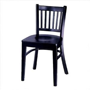 Vertical Slat Back Chair- Black [Set of 4] Upholstery: Vinyl - Espresso by 