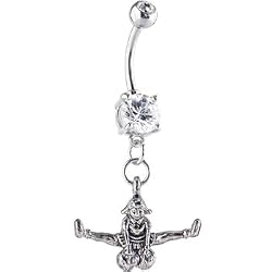 Crystalline Double Gem Cheerleader Belly Ring