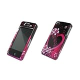 Premium Black with Purple and Hot Pink Flowers Design Hard Cover Crystal Ca ....