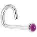 Solid 14KT White Gold 2mm Genuine Rose Pink Garnet Left Nostril Screw - 20 Gauge