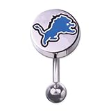 Detroit Lions 316L Stainless Steel Belly Ring - 14G - 3/8 Inch Bar Length - Sold Individually