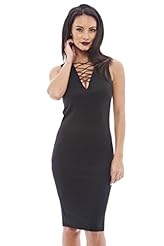 Sophisticated Sleeveless Lace-Up Polyester/Spandex/Scuba/Knit  Dress