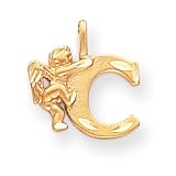 14k Angel Initial C Charm