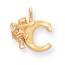 14k Angel Initial C Charm by JewelryWeb