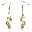 14k Yellow Gold Plated Alternating Matte and Shiny Bead 3-Strand Dangle Drop Earrings