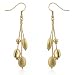 14k Yellow Gold Plated Alternating Matte and Shiny Bead 3-Strand Dangle Drop Earrings