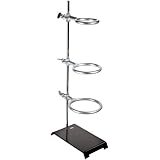 American Educational Stamped Steel Support Ring Stand with 3 Rings, 8" Length x 5" Width Base Size