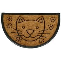 Decorative Welcome Mat - Half Moon Cat Mat - Coir and Rubber - 18x30 by Coir Works